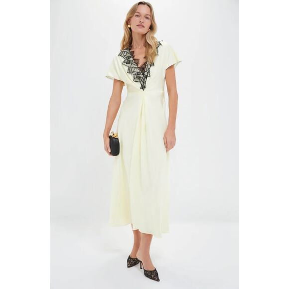 OROTON Lemon Zest Fringe Lace Dress Size 10 NWT Retail $640 Tuckernuck - Picture 1 of 6